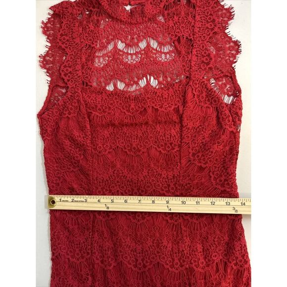 NWT Intimately‎ Free People Open Back Red Lace High Neck Bodycon Dress Size Med - Picture 13 of 16